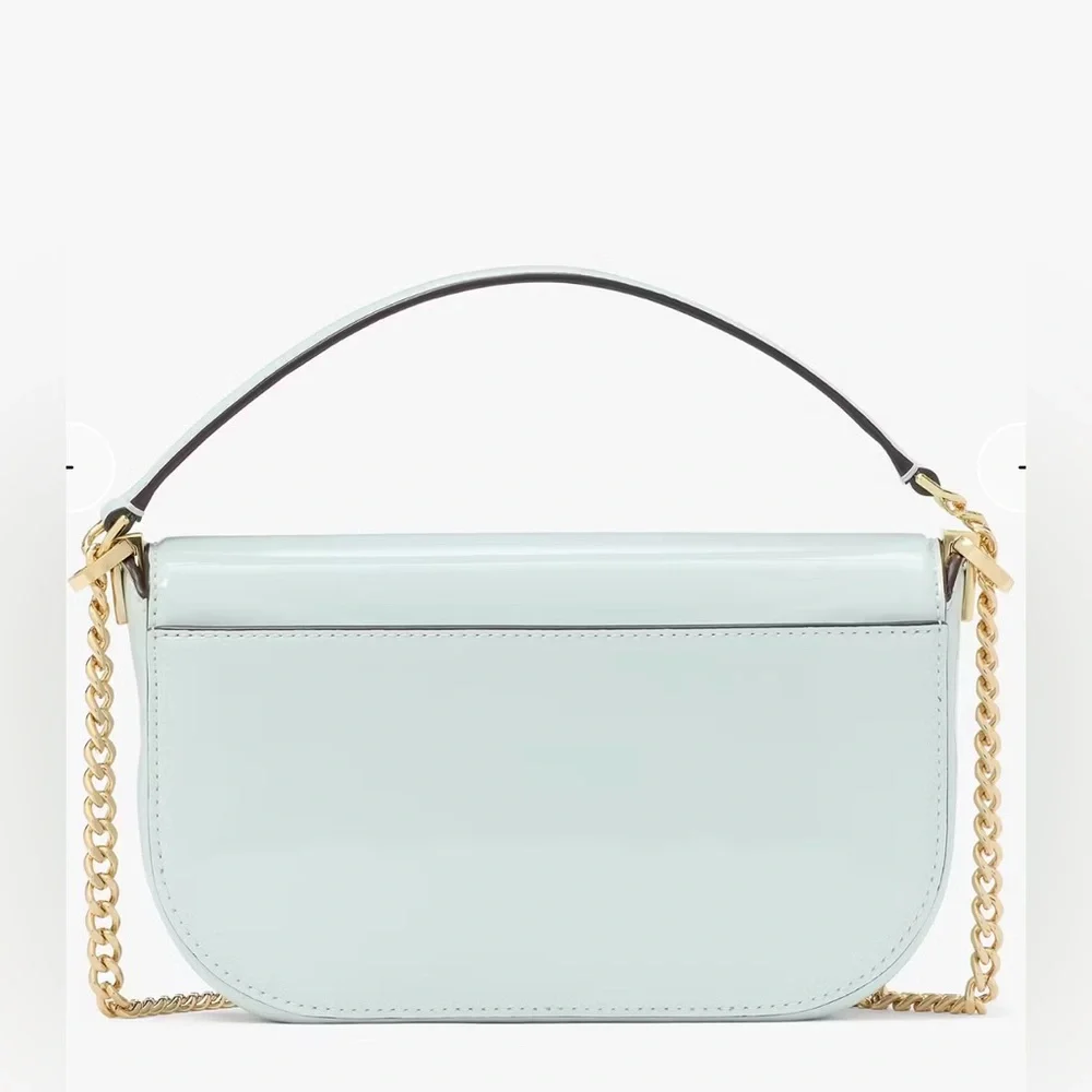 Kate Spade Krista Patent Chain Crossbody Hazy Morning Blue Gold